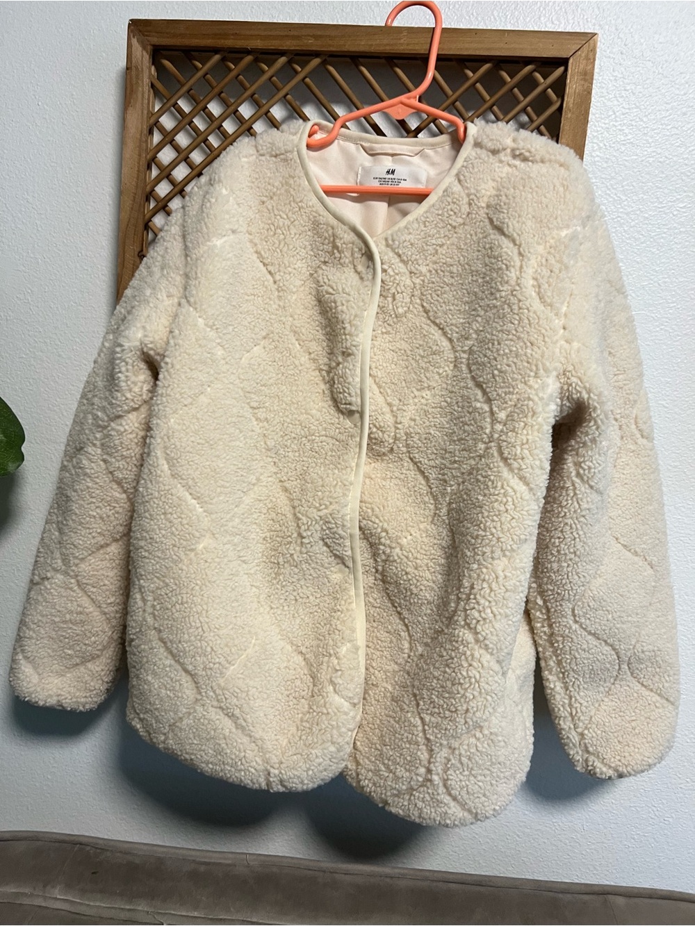 H&M Kids Cream Quilted Sherpa Puffer Jacket